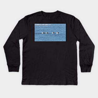 Canvasback Ducks Swimming Along a River Kids Long Sleeve T-Shirt